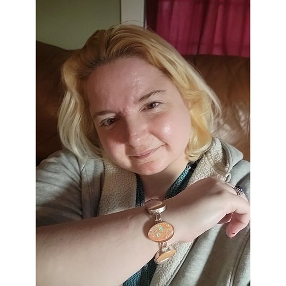 Unicorn Colors Bracelet Dichrotic Glass Pink Yellow Blue Green Simulated Opal - Picture 7 of 7